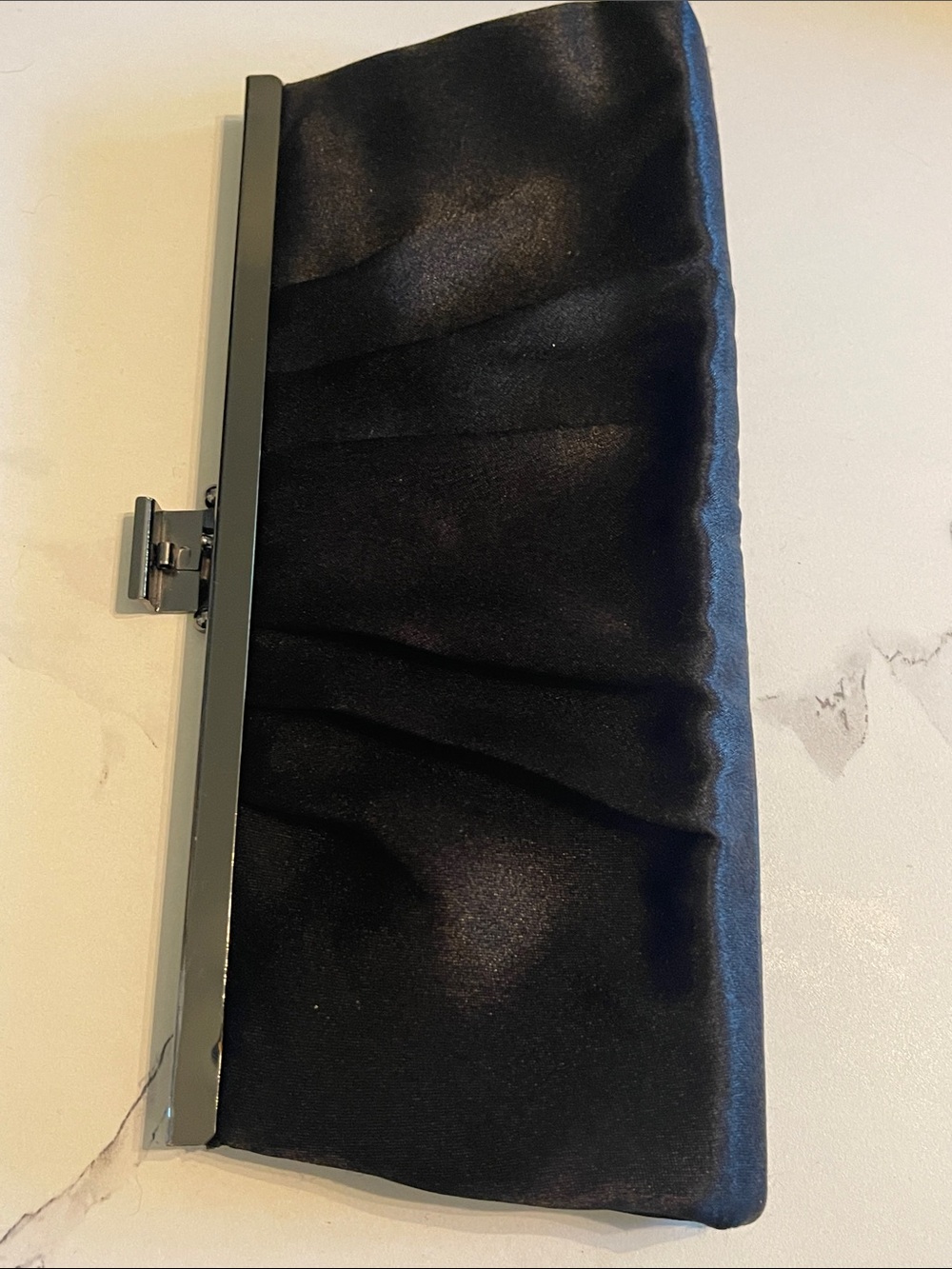 Jacqueline Ferrar Black Satin Pleated Frame Clutch - Picture 2 of 5